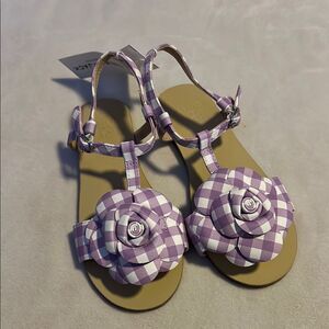 Janie and Jack Purple and White Floral Sandals